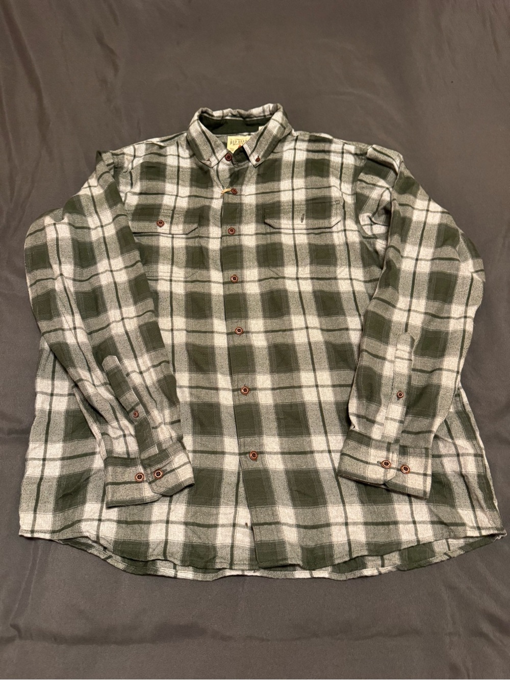 RedHead Green and White Plaid Casual Button-Down Shirt
